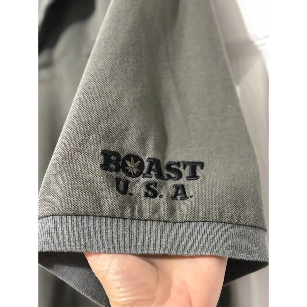 Boast USA Vintage Gray Polo Cotton XXL Pot Leaf Logo Golf Pickleball - Picture 4 of 4